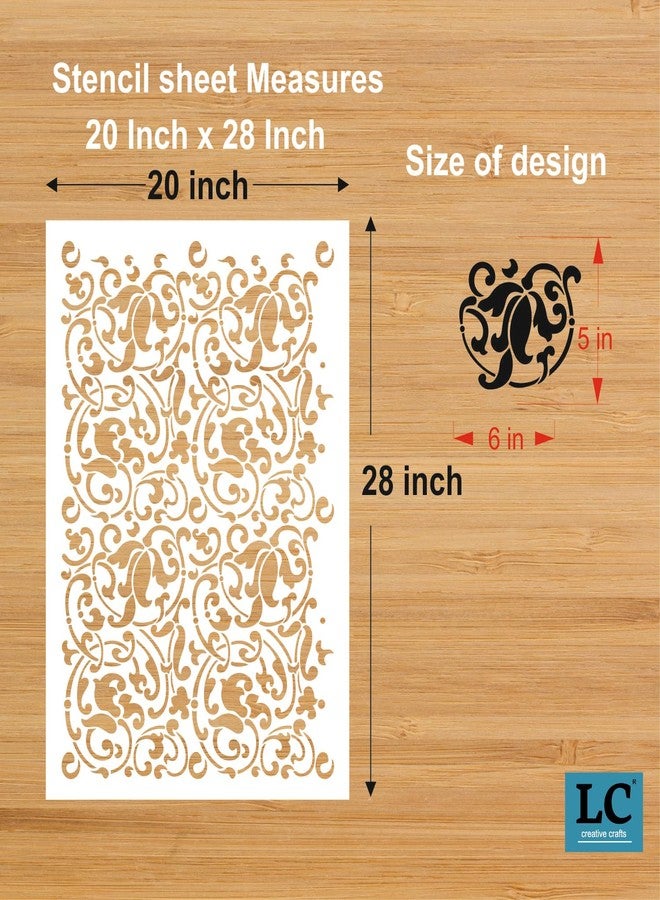 LC Creative Crafts استنسل جداري مزخرف بالزهور من إل سي كرييتيف كرافتس - استنسل طلاء قابل لإعادة الاستخدام مقطوع بالليزر للجدران والأثاث والحرف اليدوية وديكور المنزل DIY استنسل مايلر بنمط زهور عتيق للجدران والخشب والقماش ومشاريع الحرف اليدوية - 20 بوصة × 28 بوصة (LC000360) - Image 2